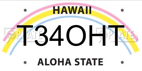 T34OHT Hawaii License Plate