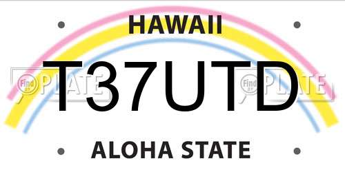 T37UTD Hawaii License Plate