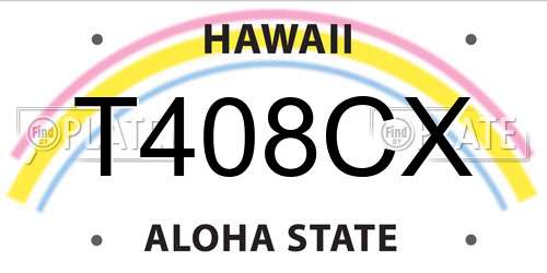 T408CX Hawaii License Plate