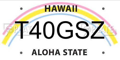 T40GSZ Hawaii License Plate