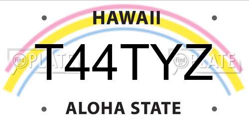 T44TYZ Hawaii License Plate