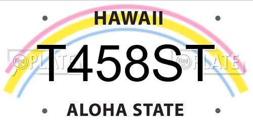 T458ST Hawaii License Plate