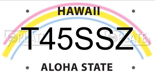 T45SSZ Hawaii License Plate