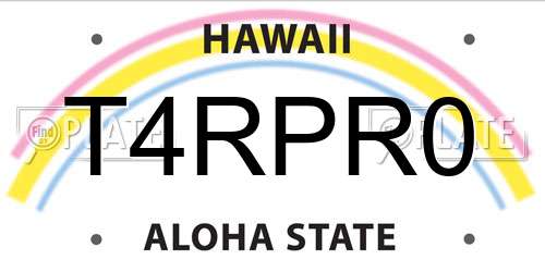 T4RPR0 Hawaii License Plate