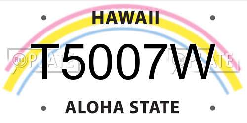T5007W Hawaii License Plate