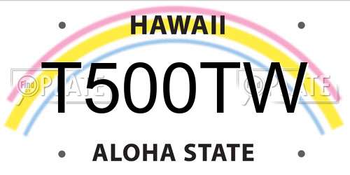 T500TW Hawaii License Plate