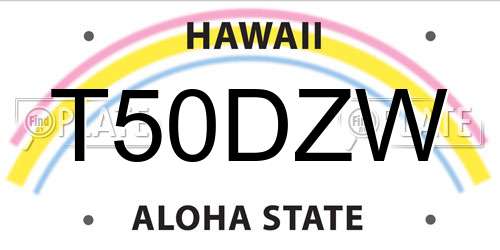 T50DZW Hawaii License Plate