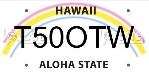 T50OTW Hawaii License Plate