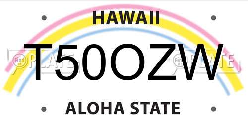 T50OZW Hawaii License Plate