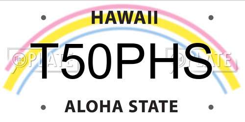 T50PHS Hawaii License Plate