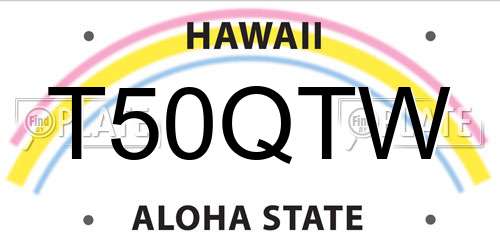 T50QTW Hawaii License Plate