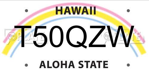 T50QZW Hawaii License Plate