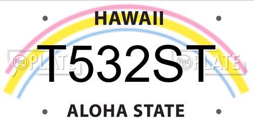 T532ST Hawaii License Plate