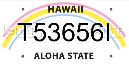 T53656I Hawaii License Plate