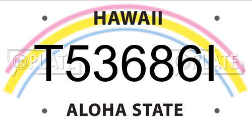 T53686I Hawaii License Plate