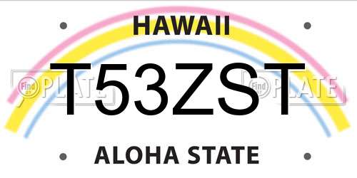 T53ZST Hawaii License Plate