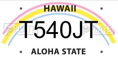 T540JT Hawaii License Plate