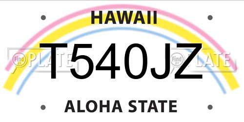 T540JZ Hawaii License Plate