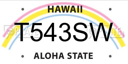 T543SW Hawaii License Plate