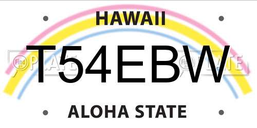 T54EBW Hawaii License Plate