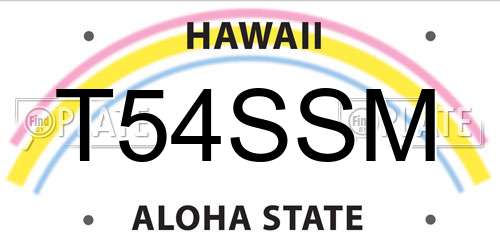 T54SSM Hawaii License Plate