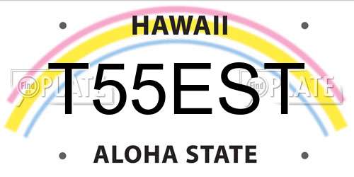 T55EST Hawaii License Plate