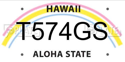 T574GS Hawaii License Plate
