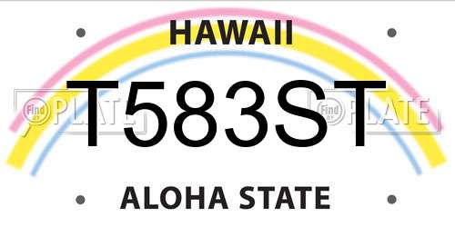 T583ST Hawaii License Plate