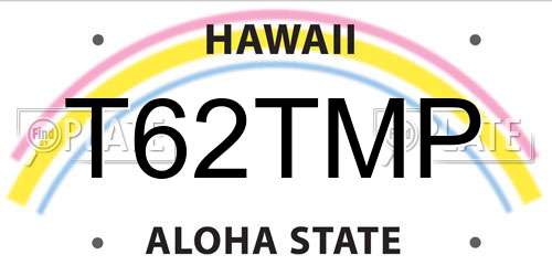 T62TMP Hawaii License Plate