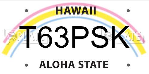 T63PSK Hawaii License Plate