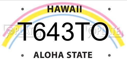 T643TO Hawaii License Plate