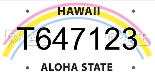 T647123 Hawaii License Plate