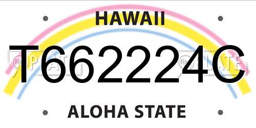 T662224C Hawaii License Plate