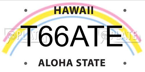 T66ATE Hawaii License Plate