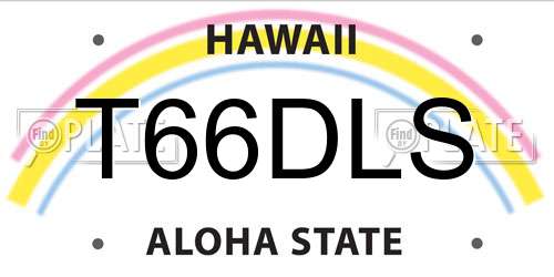 T66DLS Hawaii License Plate