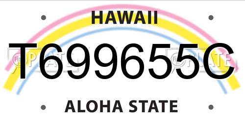 T699655C Hawaii License Plate