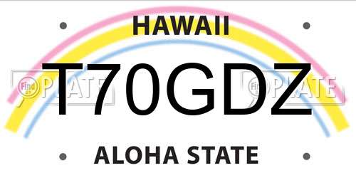 T70GDZ Hawaii License Plate