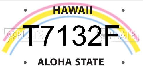 T7132F Hawaii License Plate