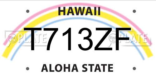 T713ZF Hawaii License Plate