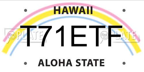 T71ETF Hawaii License Plate