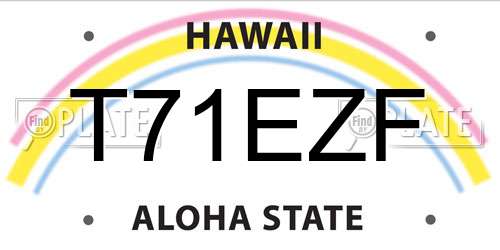 T71EZF Hawaii License Plate