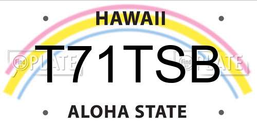 T71TSB Hawaii License Plate