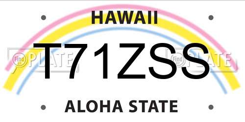 T71ZSS Hawaii License Plate