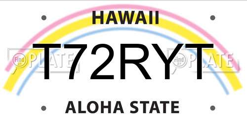 T72RYT Hawaii License Plate