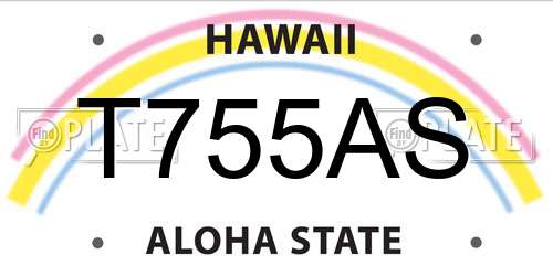 T755AS Hawaii License Plate