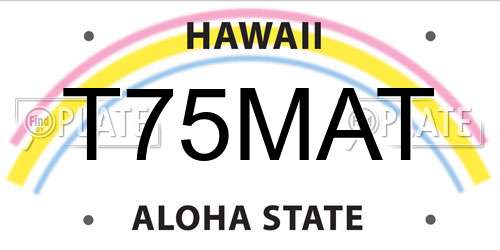 T75MAT Hawaii License Plate