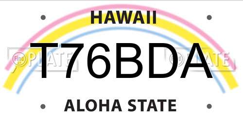 T76BDA Hawaii License Plate