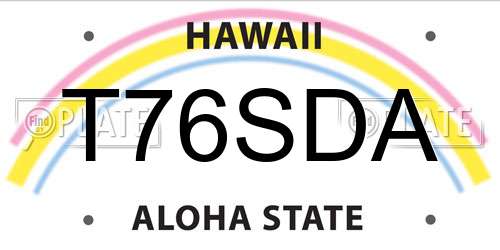 T76SDA Hawaii License Plate
