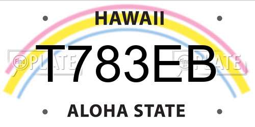 T783EB Hawaii License Plate