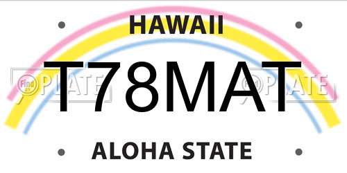T78MAT Hawaii License Plate